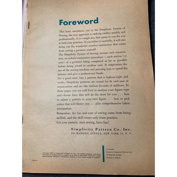 Simplicity Sewing Book Vintage 1953 Featuring Simplicity Unit System Of Sewing P - Picture 2 of 9